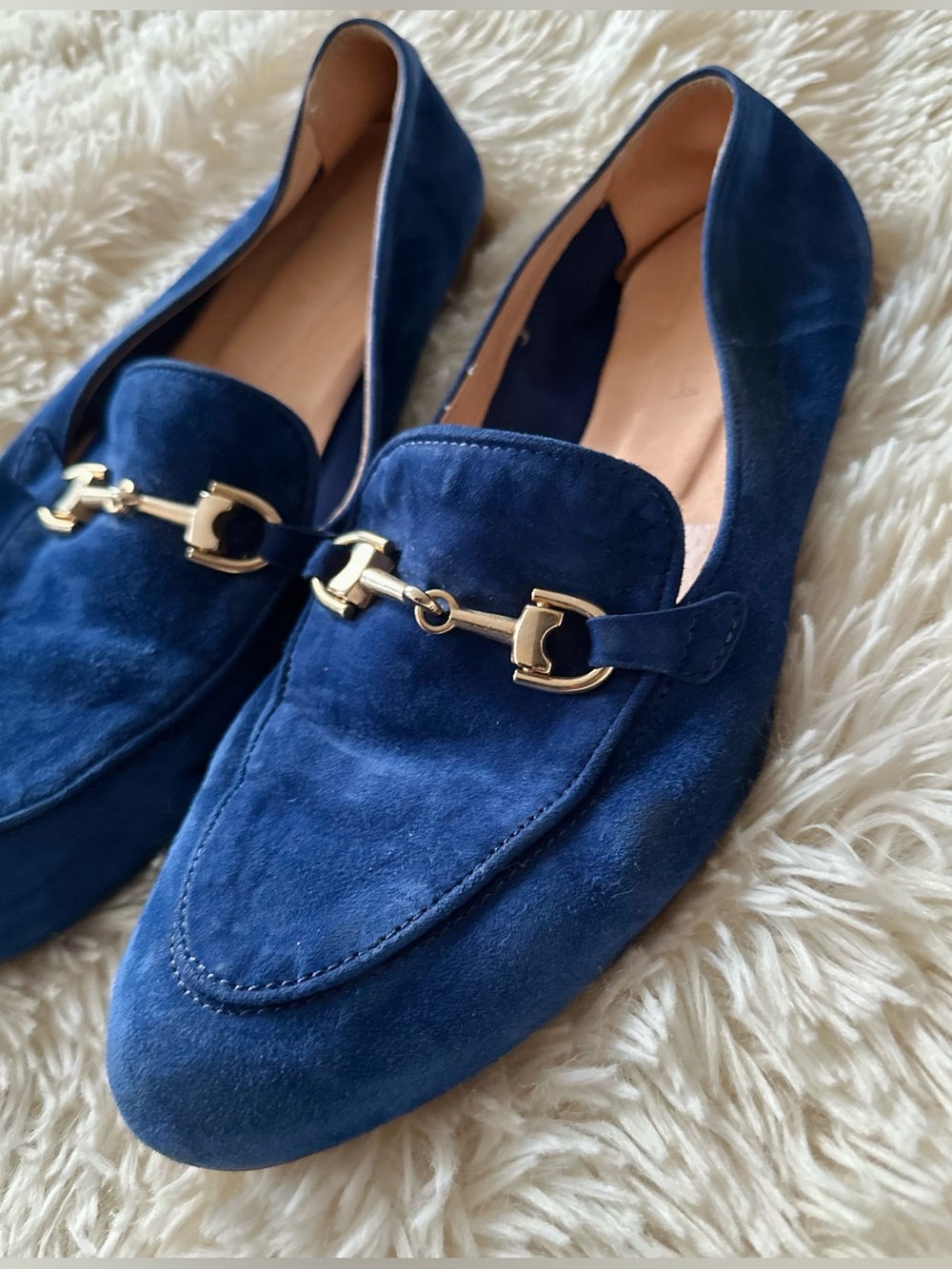 Blue Suede Horsebit Loafers - Women - Picture 7 of 10